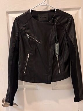 Blank NYC Black Leather Asymmetrical Moto Jacket